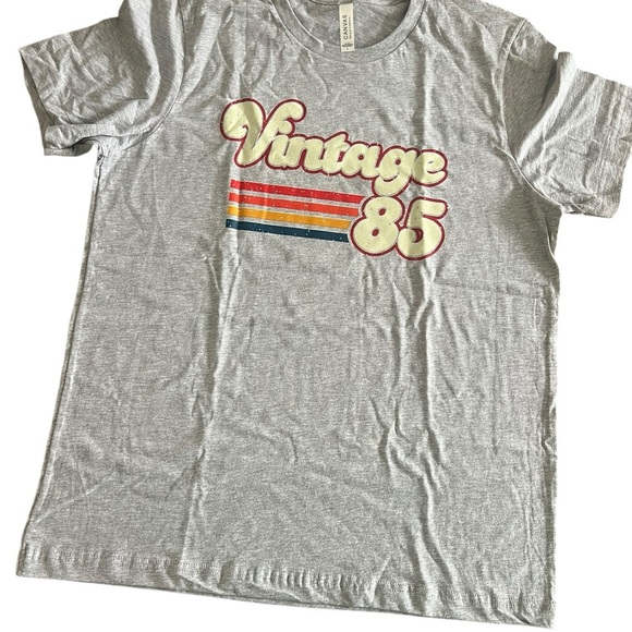 Bella Canvas Gray and Red Short Sleeve Tee - Picture 1 of 4